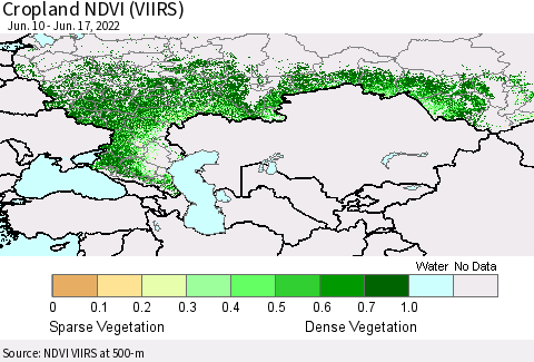 Russian Federation Cropland NDVI (VIIRS) Thematic Map For 6/10/2022 - 6/17/2022