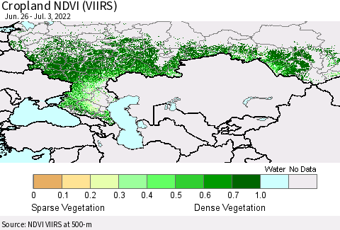 Russian Federation Cropland NDVI (VIIRS) Thematic Map For 6/26/2022 - 7/3/2022