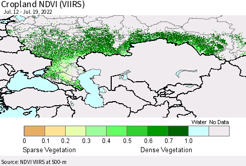 Russian Federation Cropland NDVI (VIIRS) Thematic Map For 7/12/2022 - 7/19/2022