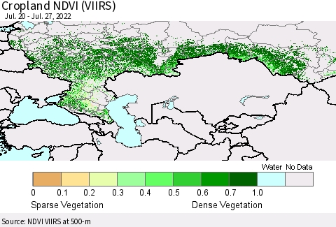Russian Federation Cropland NDVI (VIIRS) Thematic Map For 7/20/2022 - 7/27/2022