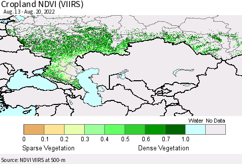 Russian Federation Cropland NDVI (VIIRS) Thematic Map For 8/13/2022 - 8/20/2022