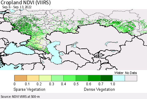 Russian Federation Cropland NDVI (VIIRS) Thematic Map For 9/6/2022 - 9/13/2022