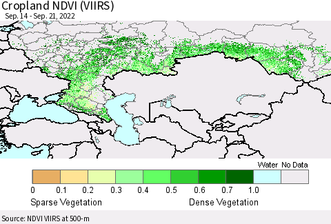 Russian Federation Cropland NDVI (VIIRS) Thematic Map For 9/14/2022 - 9/21/2022