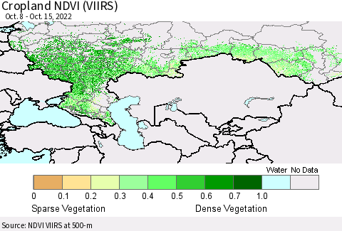 Russian Federation Cropland NDVI (VIIRS) Thematic Map For 10/8/2022 - 10/15/2022