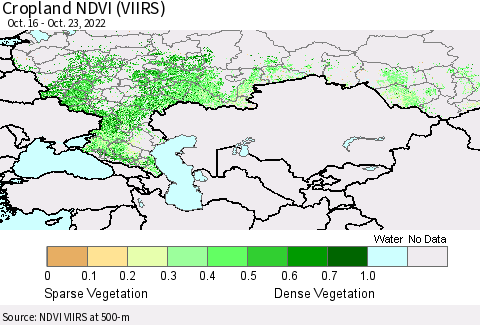 Russian Federation Cropland NDVI (VIIRS) Thematic Map For 10/16/2022 - 10/23/2022