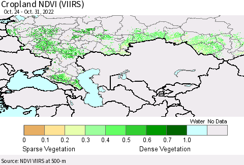 Russian Federation Cropland NDVI (VIIRS) Thematic Map For 10/24/2022 - 10/31/2022