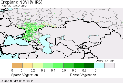 Russian Federation Cropland NDVI (VIIRS) Thematic Map For 11/25/2022 - 12/2/2022