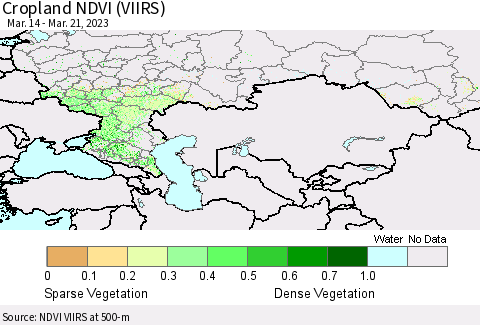 Russian Federation Cropland NDVI (VIIRS) Thematic Map For 3/14/2023 - 3/21/2023