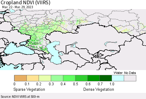 Russian Federation Cropland NDVI (VIIRS) Thematic Map For 3/22/2023 - 3/29/2023