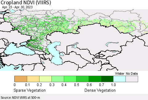 Russian Federation Cropland NDVI (VIIRS) Thematic Map For 4/23/2023 - 4/30/2023