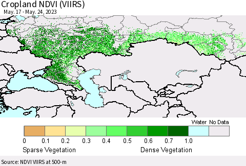 Russian Federation Cropland NDVI (VIIRS) Thematic Map For 5/17/2023 - 5/24/2023
