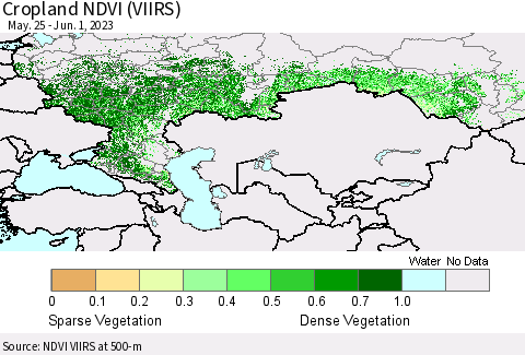 Russian Federation Cropland NDVI (VIIRS) Thematic Map For 5/25/2023 - 6/1/2023