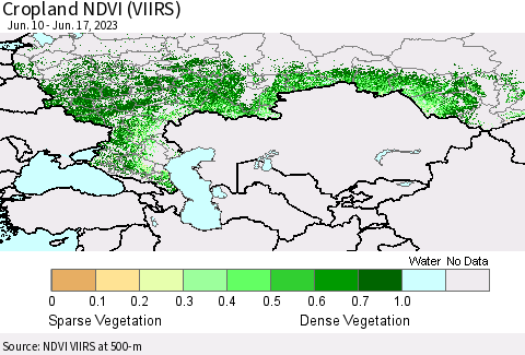 Russian Federation Cropland NDVI (VIIRS) Thematic Map For 6/10/2023 - 6/17/2023