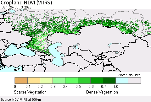 Russian Federation Cropland NDVI (VIIRS) Thematic Map For 6/26/2023 - 7/3/2023