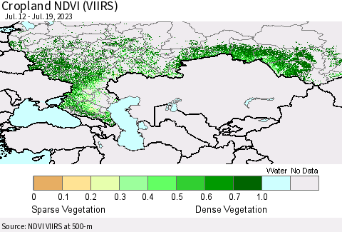 Russian Federation Cropland NDVI (VIIRS) Thematic Map For 7/12/2023 - 7/19/2023