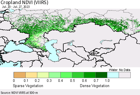 Russian Federation Cropland NDVI (VIIRS) Thematic Map For 7/20/2023 - 7/27/2023