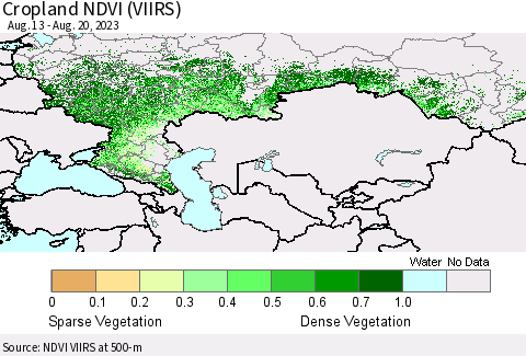 Russian Federation Cropland NDVI (VIIRS) Thematic Map For 8/13/2023 - 8/20/2023