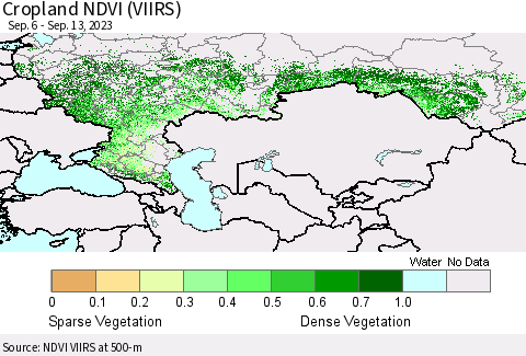 Russian Federation Cropland NDVI (VIIRS) Thematic Map For 9/6/2023 - 9/13/2023