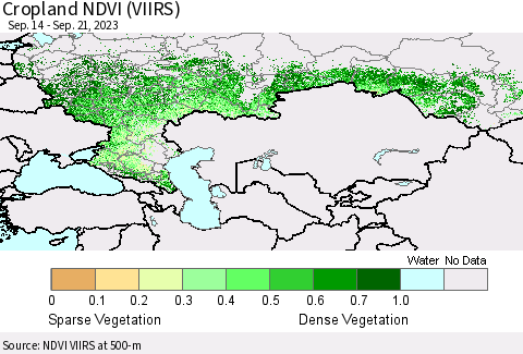 Russian Federation Cropland NDVI (VIIRS) Thematic Map For 9/14/2023 - 9/21/2023