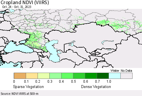 Russian Federation Cropland NDVI (VIIRS) Thematic Map For 10/24/2023 - 10/31/2023