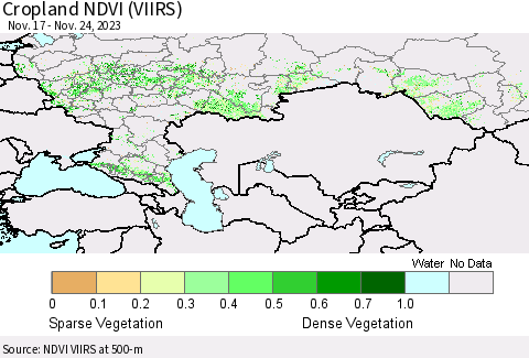 Russian Federation Cropland NDVI (VIIRS) Thematic Map For 11/17/2023 - 11/24/2023