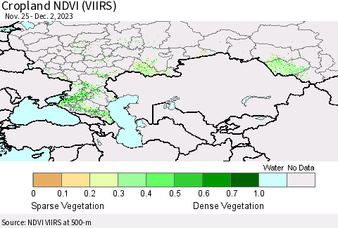 Russian Federation Cropland NDVI (VIIRS) Thematic Map For 11/25/2023 - 12/2/2023