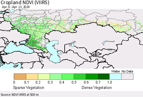 Russian Federation Cropland NDVI (VIIRS) Thematic Map For 4/6/2024 - 4/13/2024