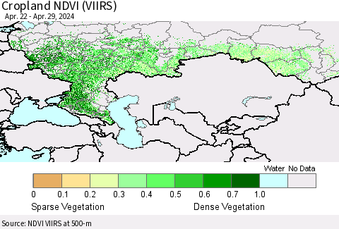 Russian Federation Cropland NDVI (VIIRS) Thematic Map For 4/22/2024 - 4/29/2024