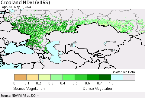 Russian Federation Cropland NDVI (VIIRS) Thematic Map For 4/30/2024 - 5/7/2024