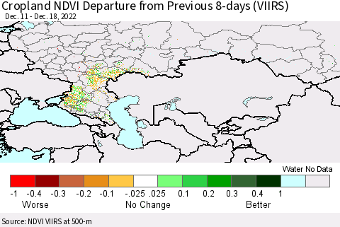 Russian Federation Cropland NDVI Departure from Previous 8-days (VIIRS) Thematic Map For 12/11/2022 - 12/18/2022