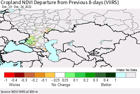 Russian Federation Cropland NDVI Departure from Previous 8-days (VIIRS) Thematic Map For 12/19/2022 - 12/26/2022