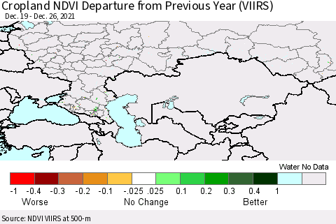 Russian Federation Cropland NDVI Departure from Previous Year (VIIRS) Thematic Map For 12/19/2021 - 12/26/2021
