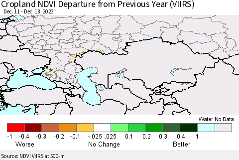Russian Federation Cropland NDVI Departure from Previous Year (VIIRS) Thematic Map For 12/11/2023 - 12/18/2023