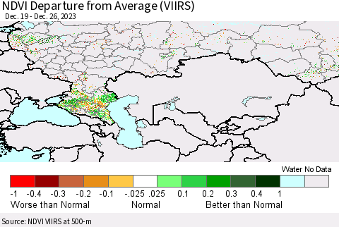Russian Federation NDVI Departure from Average (VIIRS) Thematic Map For 12/19/2023 - 12/26/2023