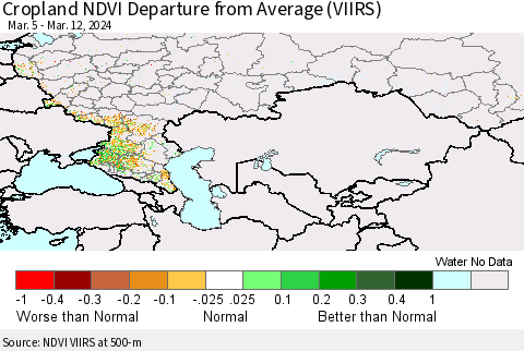 Russian Federation Cropland NDVI Departure from Average (VIIRS) Thematic Map For 3/5/2024 - 3/12/2024
