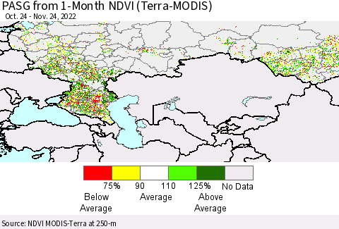 Russian Federation PASG from 1-Month NDVI (Terra-MODIS) Thematic Map For 11/17/2022 - 11/24/2022