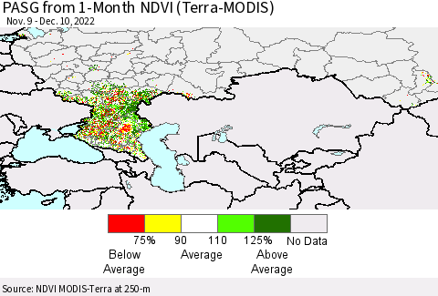 Russian Federation PASG from 1-Month NDVI (Terra-MODIS) Thematic Map For 12/3/2022 - 12/10/2022