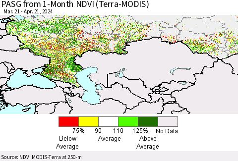 Russian Federation PASG from 1-Month NDVI (Terra-MODIS) Thematic Map For 4/14/2024 - 4/21/2024