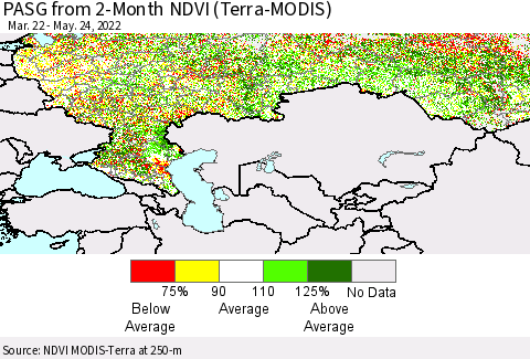 Russian Federation PASG from 2-Month NDVI (Terra-MODIS) Thematic Map For 5/17/2022 - 5/24/2022