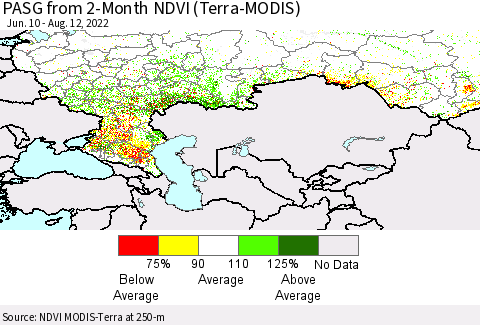 Russian Federation PASG from 2-Month NDVI (Terra-MODIS) Thematic Map For 8/5/2022 - 8/12/2022