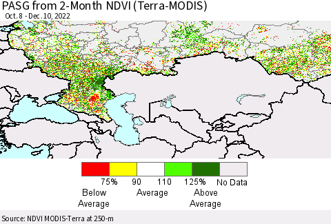 Russian Federation PASG from 2-Month NDVI (Terra-MODIS) Thematic Map For 12/3/2022 - 12/10/2022