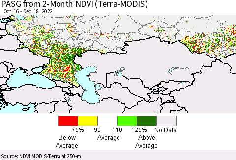 Russian Federation PASG from 2-Month NDVI (Terra-MODIS) Thematic Map For 12/11/2022 - 12/18/2022