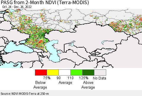 Russian Federation PASG from 2-Month NDVI (Terra-MODIS) Thematic Map For 12/19/2022 - 12/26/2022