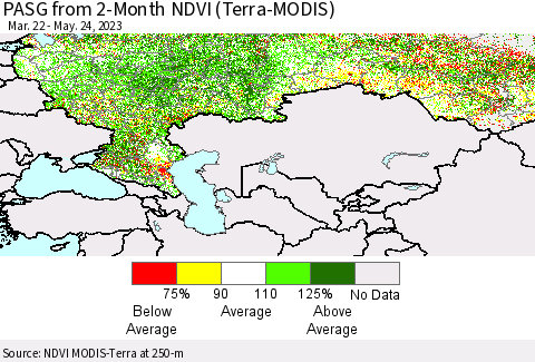 Russian Federation PASG from 2-Month NDVI (Terra-MODIS) Thematic Map For 5/17/2023 - 5/24/2023