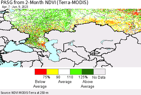 Russian Federation PASG from 2-Month NDVI (Terra-MODIS) Thematic Map For 6/2/2023 - 6/9/2023