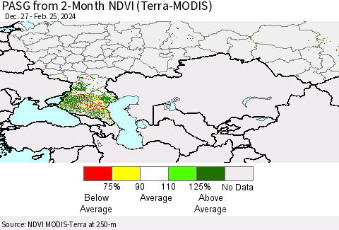 Russian Federation PASG from 2-Month NDVI (Terra-MODIS) Thematic Map For 2/18/2024 - 2/25/2024