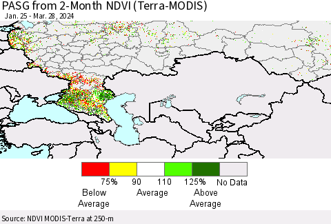 Russian Federation PASG from 2-Month NDVI (Terra-MODIS) Thematic Map For 3/21/2024 - 3/28/2024