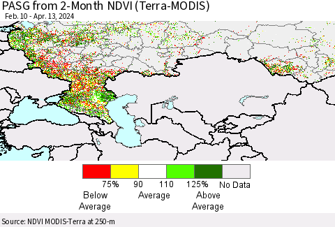 Russian Federation PASG from 2-Month NDVI (Terra-MODIS) Thematic Map For 4/6/2024 - 4/13/2024