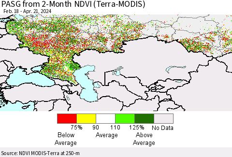 Russian Federation PASG from 2-Month NDVI (Terra-MODIS) Thematic Map For 4/14/2024 - 4/21/2024