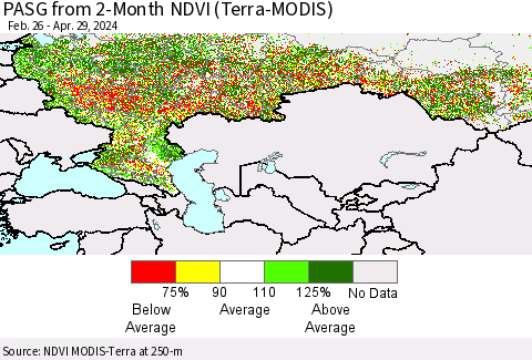 Russian Federation PASG from 2-Month NDVI (Terra-MODIS) Thematic Map For 4/22/2024 - 4/29/2024